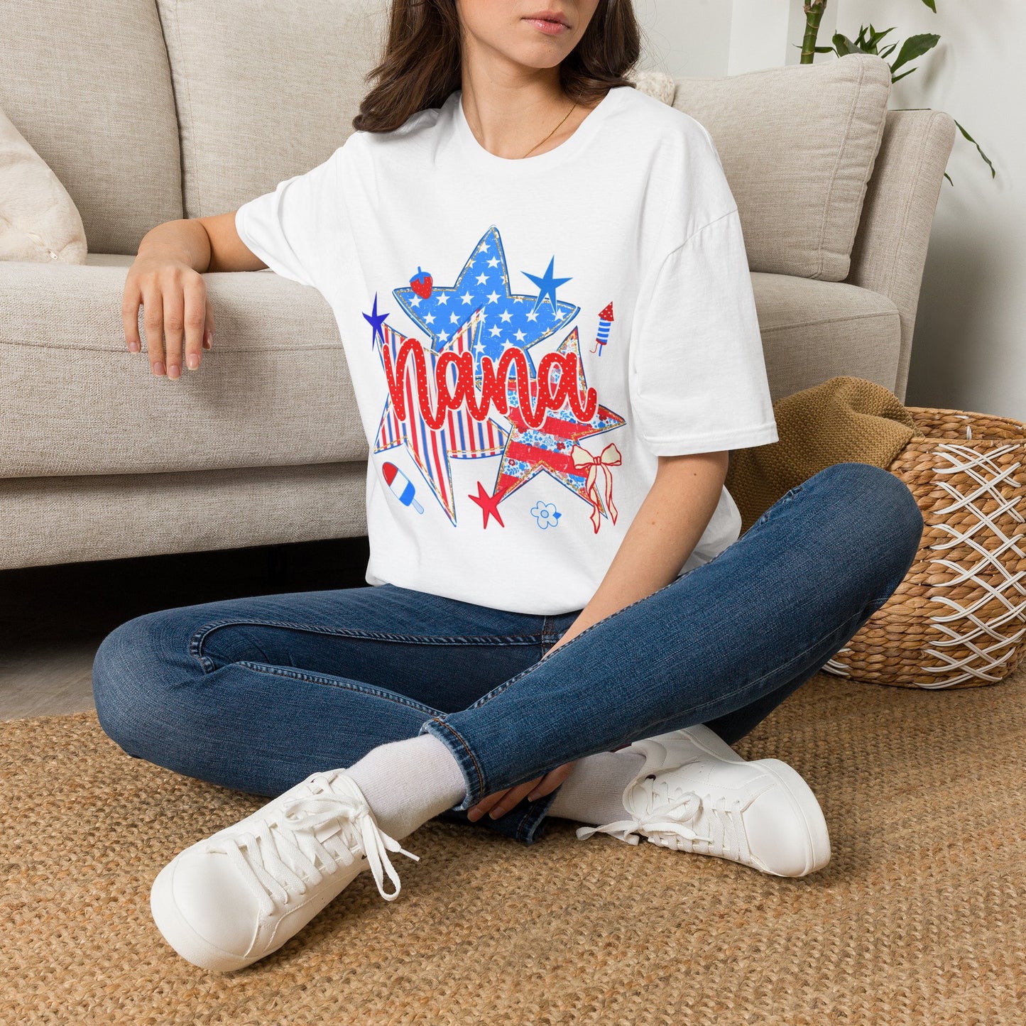 Nana Patriotic T-Shirt — Red, White & Blue Star Fourth of July Tee