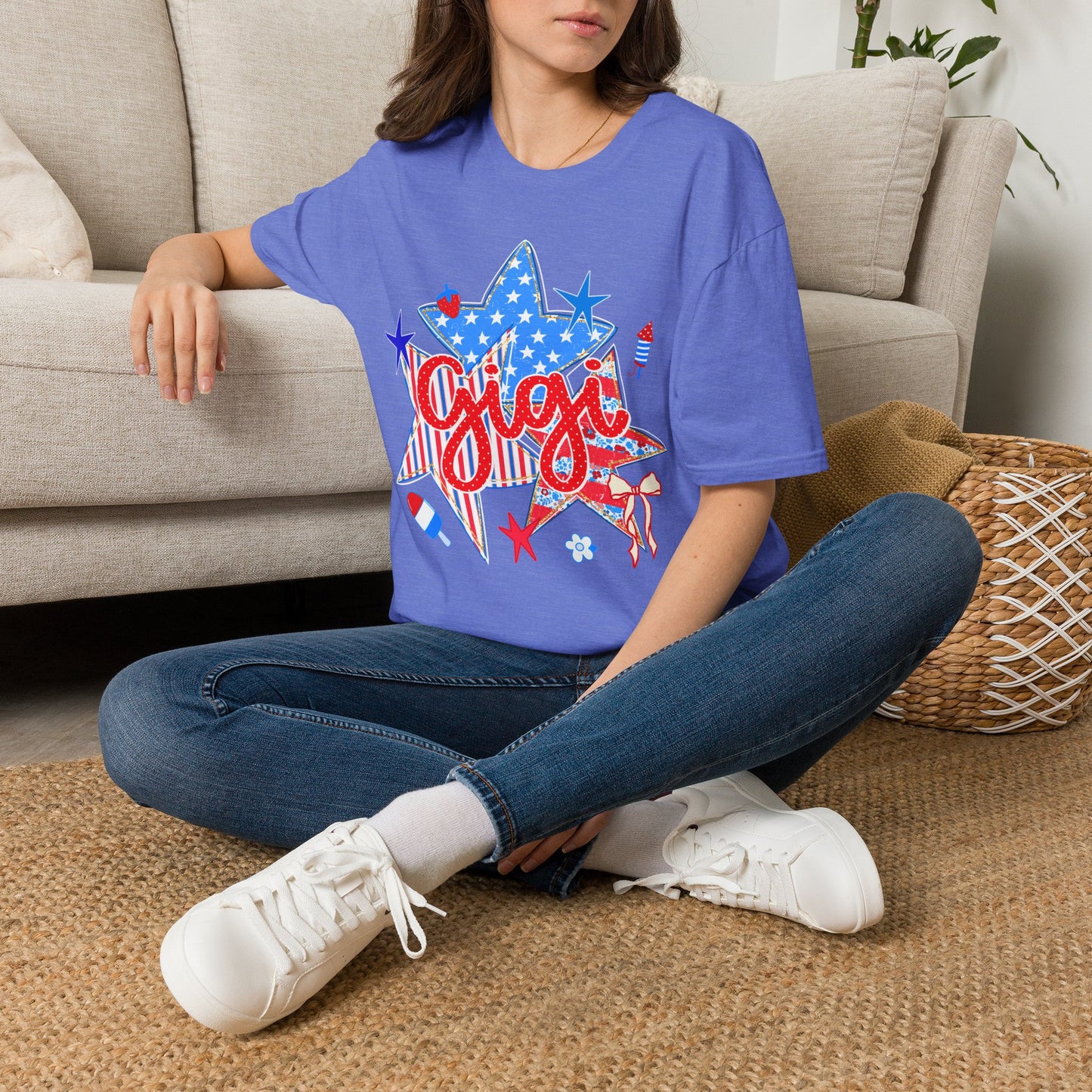 Gigi Patriotic Star T-Shirt — Red White & Blue Fourth of July Graphic Tee