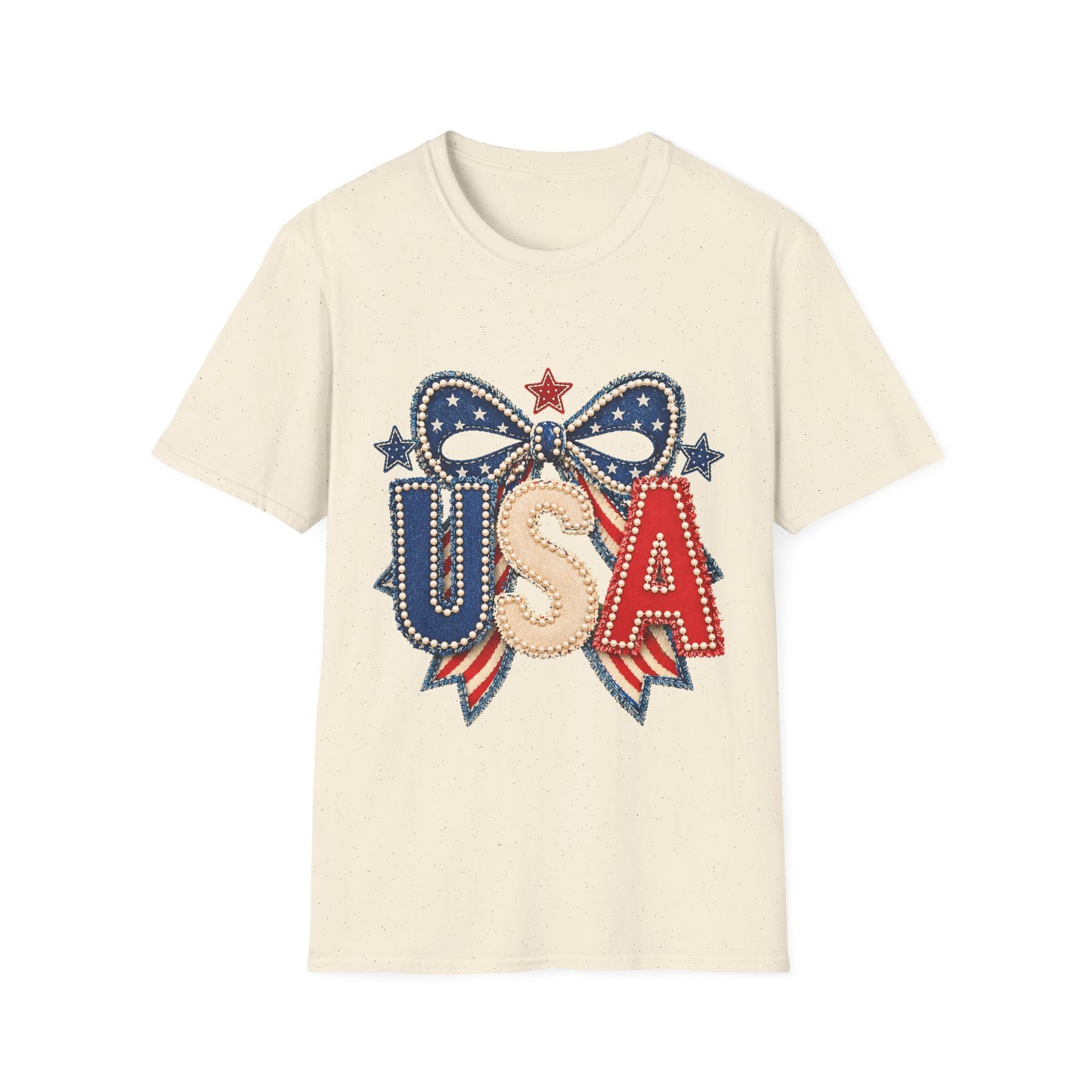 USA Patriotic T-Shirt — Sparkling Stars & Bow Fourth of July Tee