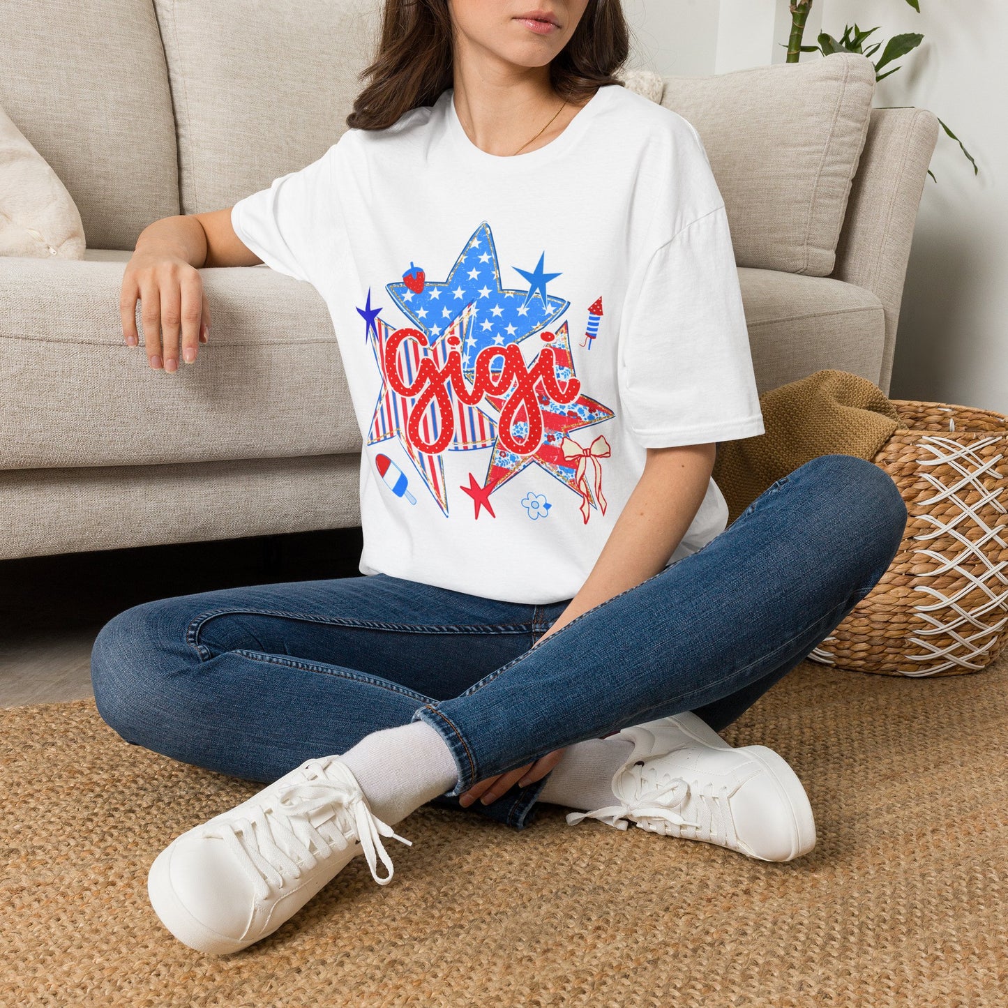 Gigi Patriotic Star T-Shirt — Red White & Blue Fourth of July Graphic Tee