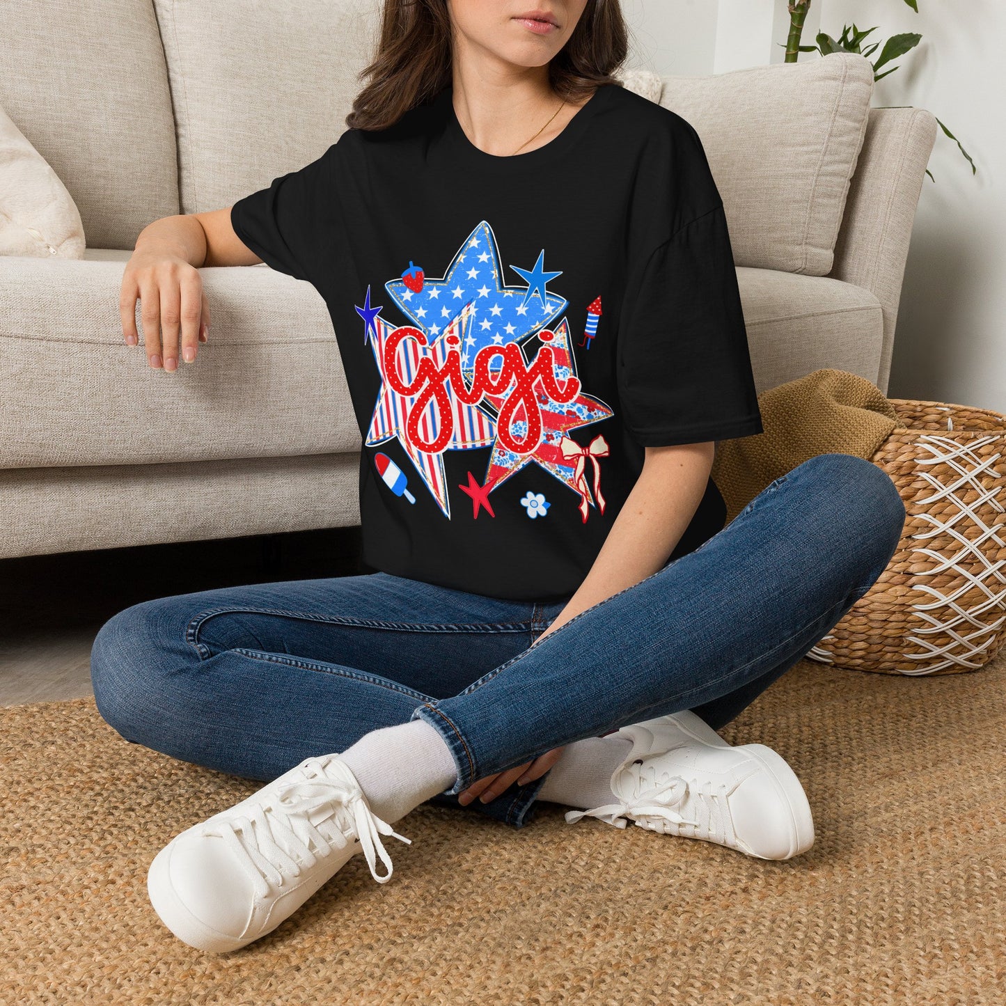 Gigi Patriotic Star T-Shirt — Red White & Blue Fourth of July Graphic Tee