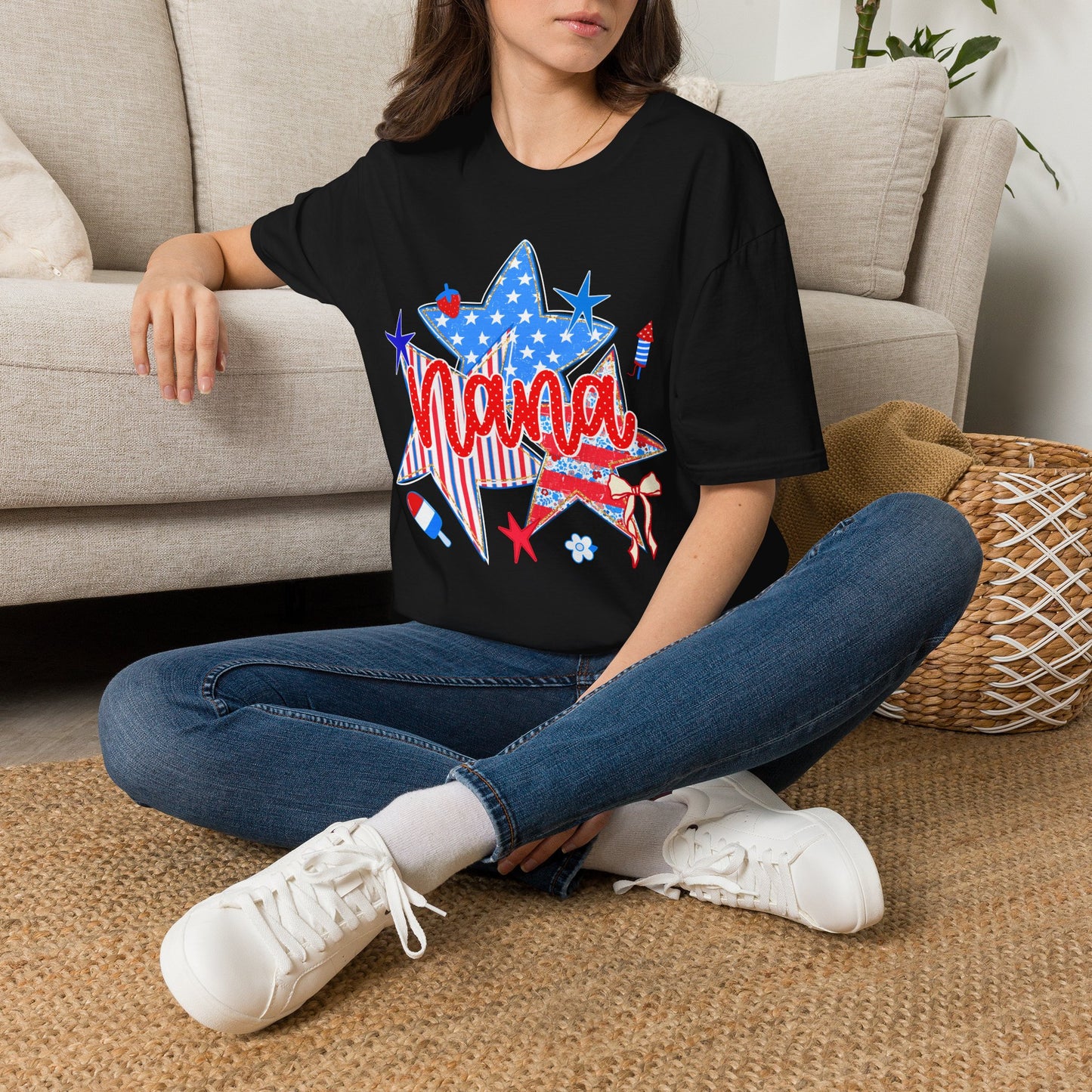 Nana Patriotic T-Shirt — Red, White & Blue Star Fourth of July Tee