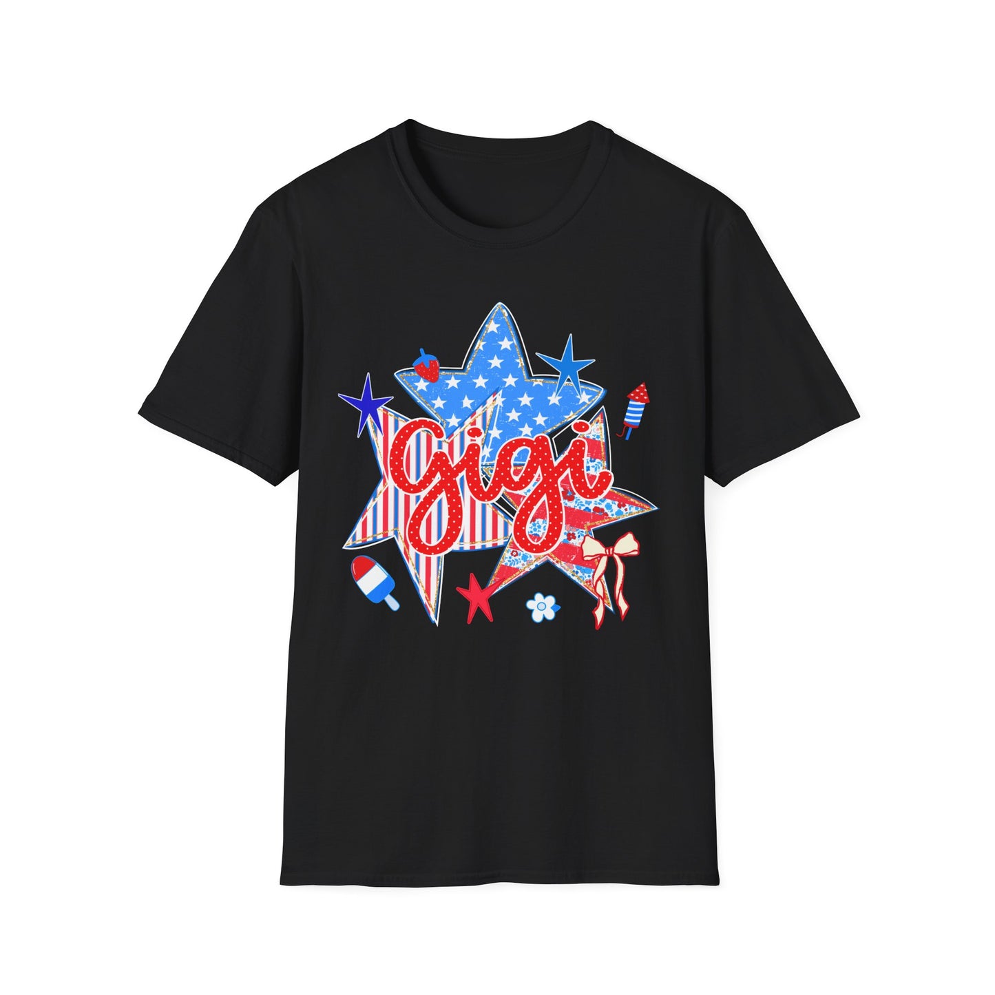 Gigi Patriotic Star T-Shirt — Red White & Blue Fourth of July Graphic Tee